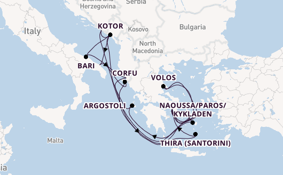 Oostelijke Middellandse Zee vanaf Athene (Piraeus), Griekenland met de EXPLORA II