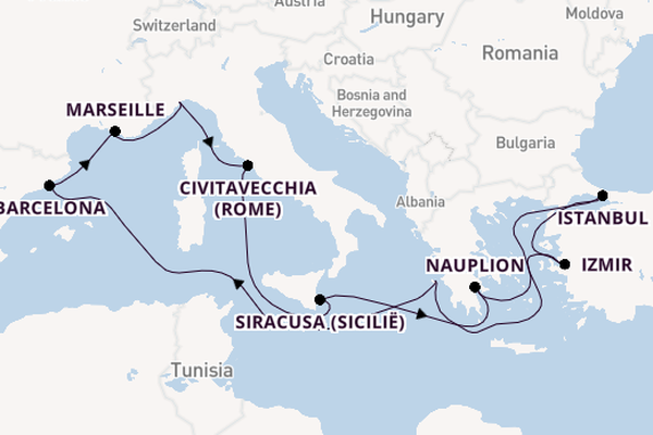 Middellandse Zee vanaf Savona, Italië met de Costa Fascinosa