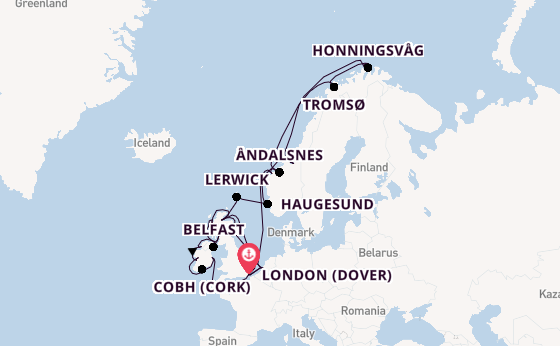 British Isles from London (Dover), England, United Kingdom with the Nieuw Statendam