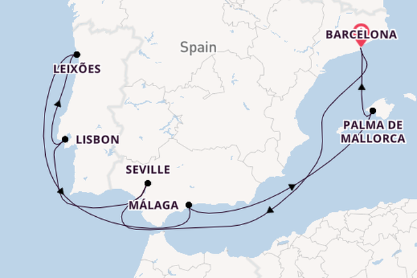 Western Mediterranean from Barcelona, Spain with the Celebrity Eclipse