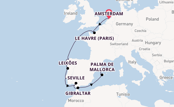 Western Mediterranean from Amsterdam, Netherlands with the Celebrity Eclipse
