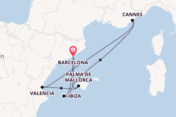 Western Mediterranean from Barcelona, Spain with the Valiant Lady