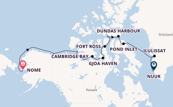 Arktis ab Nome, Alaska auf der MS Roald Amundsen