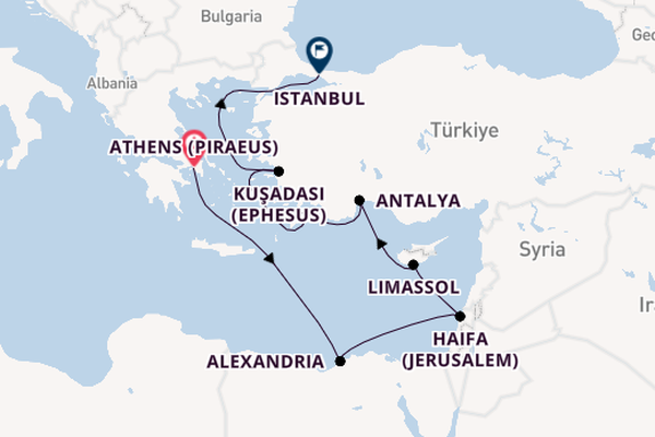 Eastern Mediterranean from Athens (Piraeus), Greece with the Seven Seas Voyager