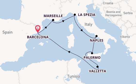Western Mediterranean from Barcelona, Spain with the MSC Seaview