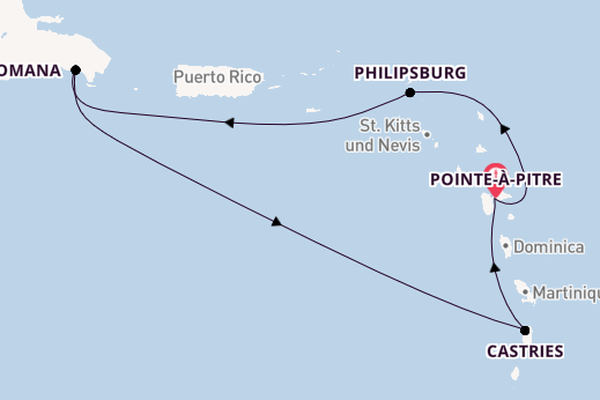Karibik ab Pointe-à-Pitre, Guadeloupe auf der Costa Fascinosa