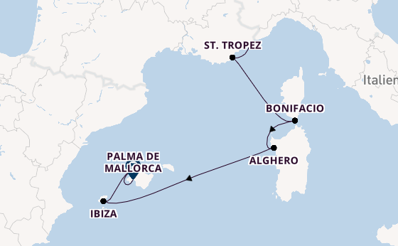 Westliches Mittelmeer ab Nizza, Frankreich auf der Silver Shadow