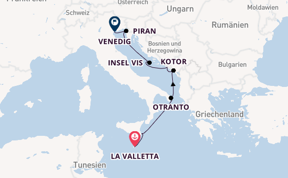 Mittelmeer ab La Valletta, Malta auf der Le Bougainville