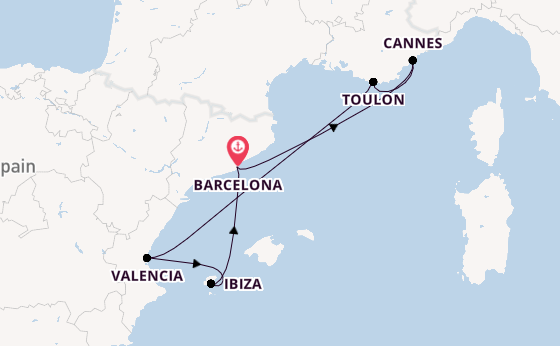 Western Mediterranean from Barcelona, Spain with the Resilient Lady
