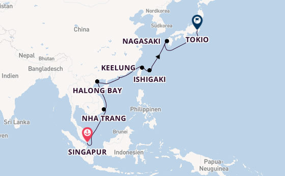 Sapphire Princess - Asien intensiv von Singapur bis Tokio