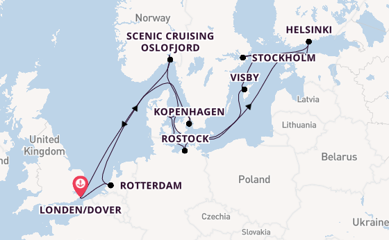 Engeland vanaf Londen/Dover, Groot-Brittannië met de Nieuw Statendam