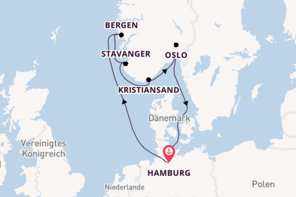 Norwegen ab Hamburg mit AIDAnova