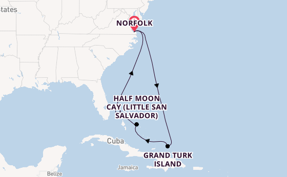 Caribbean from Norfolk, Virginia, USA with the Carnival Sunshine