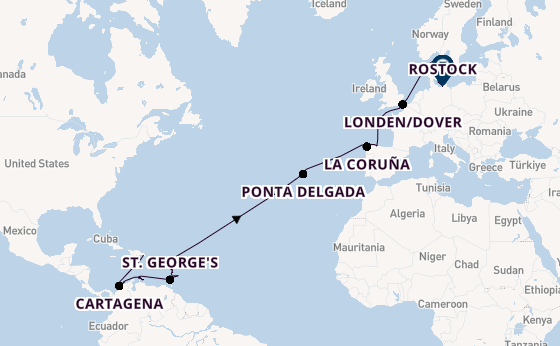 trans-Atlantisch vanaf La Romana met AIDAdiva