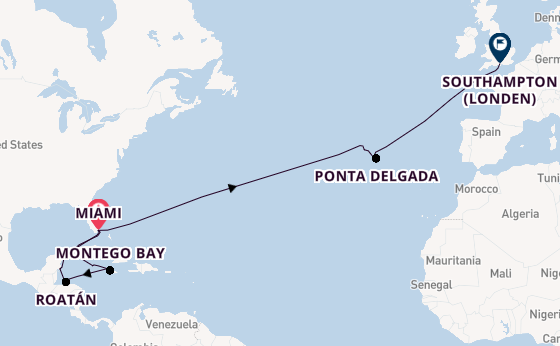 trans-Atlantisch vanaf Miami, Verenigde Staten met de Queen Elizabeth