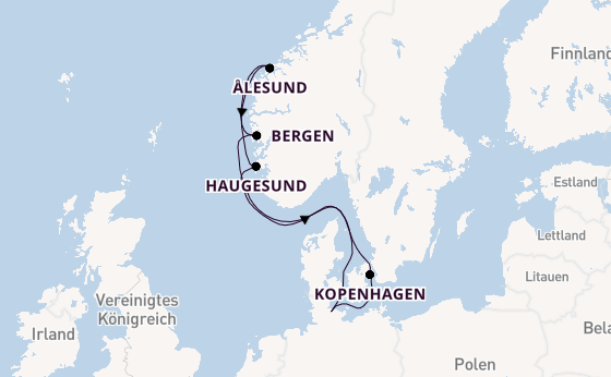 Norwegen ab Kiel, Deutschland auf der Mein Schiff Flow