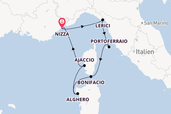 Westliches Mittelmeer ab Nizza, Frankreich auf der Star Flyer