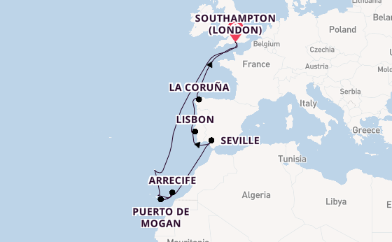 Canary Islands from Southampton, England with the Iona