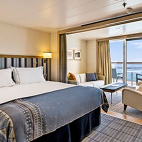 Come aboard the undefined and discover one of 20 cabin categories on a total of 10 decks that can accommodate 930 passengers. Choose your dream cabin and feel at home on board the undefined!