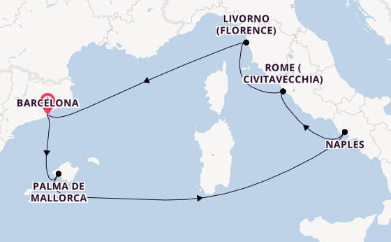 Western Mediterranean from Barcelona, Spain with the Disney Wish