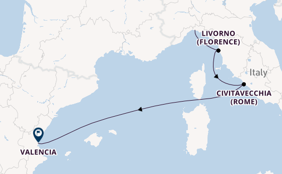 Westelijke Middellandse Zee vanaf Genua, Italië met de MSC Sinfonia