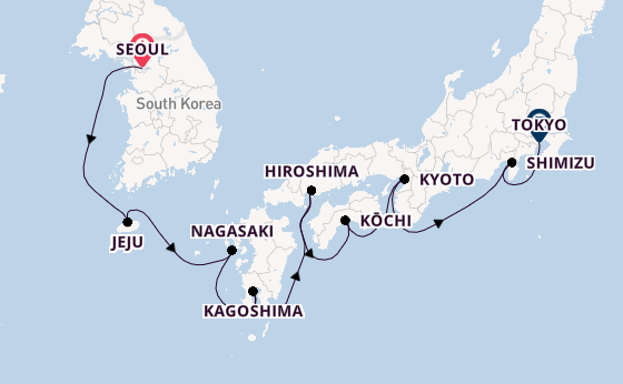 Japan from Seoul, South Korea with the Celebrity Millennium