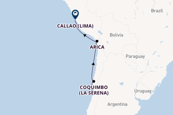 South America from San Antonio, Chile with the Azamara Journey