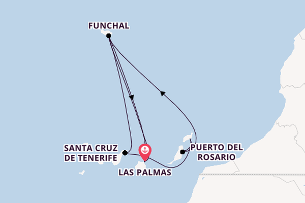 Canarische Eilanden vanaf Las Palmas, Gran Canaria, Spanje met de MSC Musica