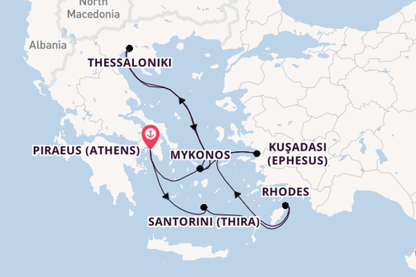 Eastern Mediterranean from Piraeus (Athens), Greece with the Celebrity Infinity