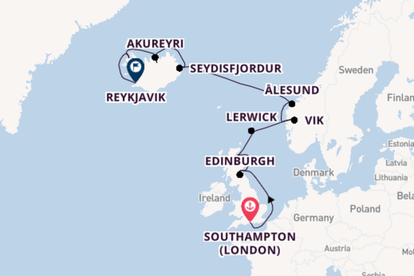 Cruising to Reykjavik from Southampton (London)