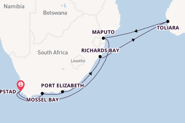 Zuid-Afrika vanaf Kaapstad, Zuid-Afrika met de Nautica