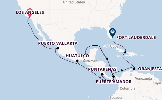 Midden-Amerika vanaf Los Angeles, Verenigde Staten met de Island Princess