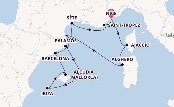 Western Mediterranean from Nice, France with the Silver Shadow