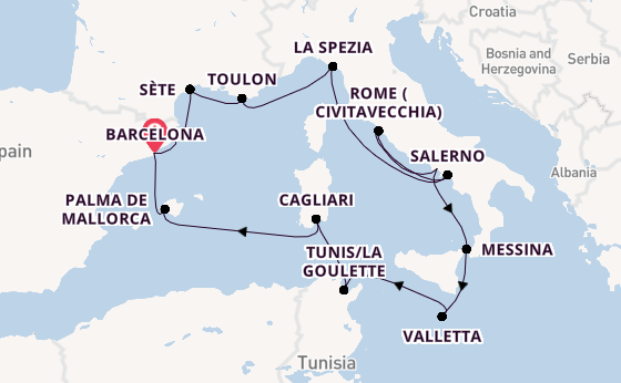 Western Mediterranean from Barcelona, Spain with the Seven Seas Voyager