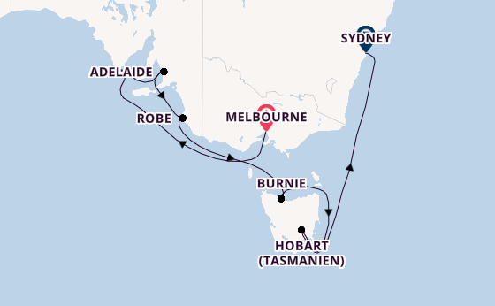 Australien ab Melbourne, Australien auf der Silver Moon