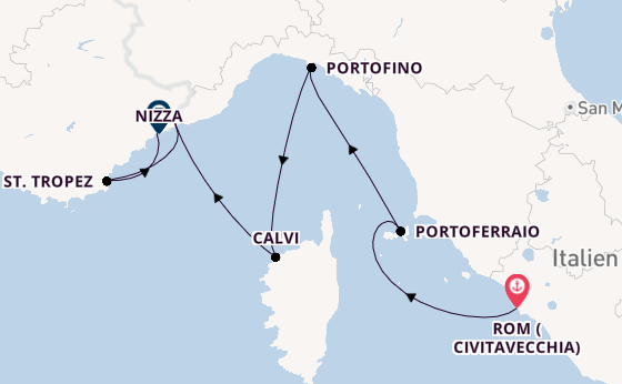 Westliches Mittelmeer ab Civitavecchia (Rom), Italien auf der Star Clipper