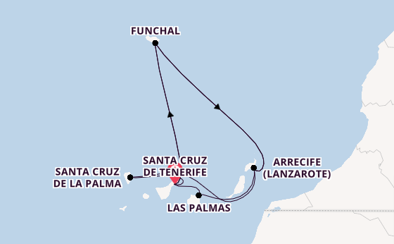 Kanarische Inseln ab Santa Cruz de Tenerife, Spanien auf der Azura