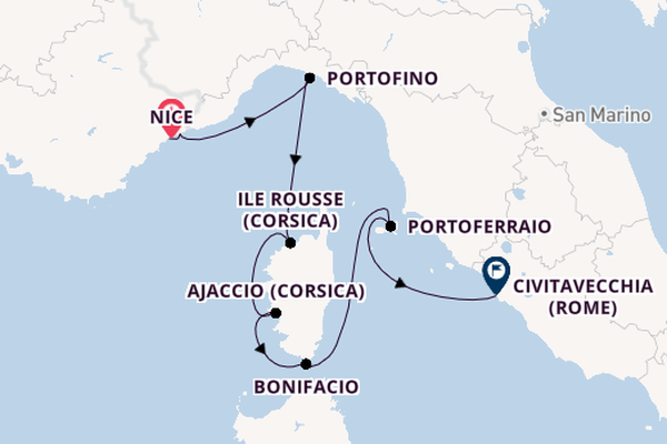 Westelijke Middellandse Zee vanaf Nice, Frankrijk met de Royal Clipper