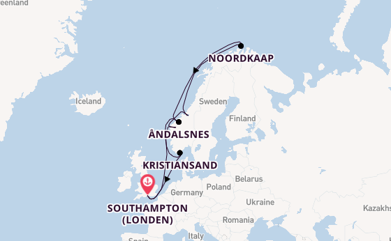 Noorwegen vanaf Southampton (Londen), Engeland met de Queen Mary 2