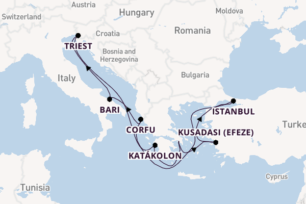 Middellandse Zee vanaf Athene (Piraeus), Griekenland met de MSC Fantasia