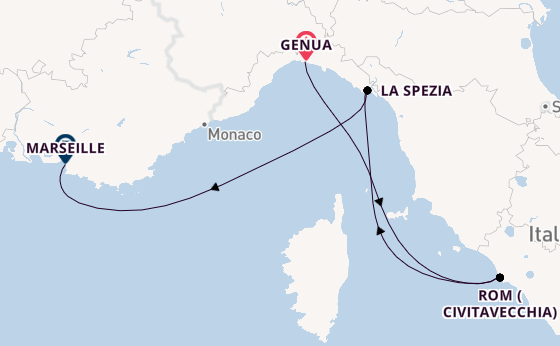 Westliches Mittelmeer ab Genua, Italien auf der MSC World Europa