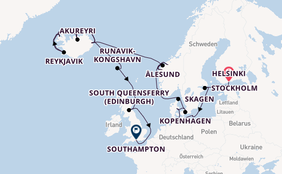 Arktis ab Helsinki, Finnland auf der Caribbean Princess