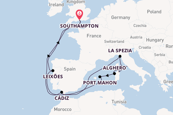 Western Mediterranean from Southampton, England with the Balmoral