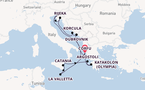 Middellandse Zee vanaf Corfu, Griekenland met AIDAblu