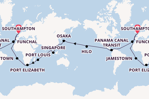 World Cruise from Southampton, England with the Borealis