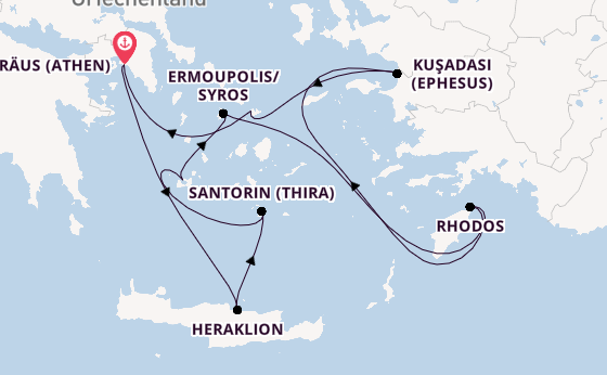 Östliches Mittelmeer ab Piräus (Athen), Griechenland auf der Silver Nova