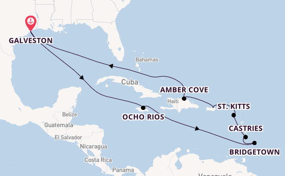 Caribbean vanaf Galveston, Verenigde Staten met de Carnival Dream