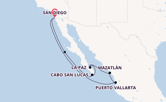 Mexikanische Riviera ab San Diego, USA auf der Koningsdam