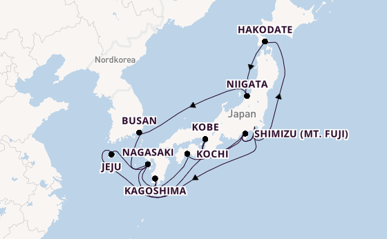 Japan ab Tokio, Japan auf der Diamond Princess