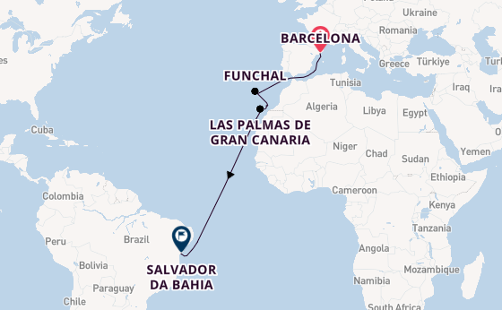 Transatlantic from Barcelona, Spain with the MSC Virtuosa